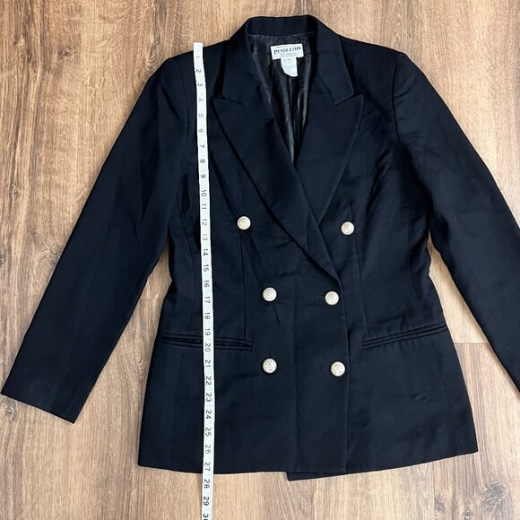 Vintage Pendleton Double Breasted Blazer Jacket 100% Virgin Wool Black Sz 4 - Picture 6 of 10